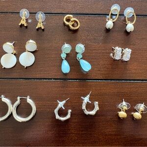 Talbots Gold, Silver, and Blue Earring Collection